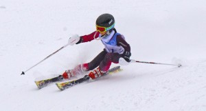 BSSEF racer Franci St. Cyr carves deep into a turn Jan. 25 on her way to an eighth place finish overall in the slalom.