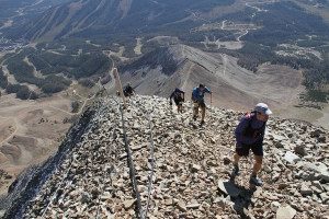 Racers negotiate the final steps of Alto Ridge, 10 miles from the finish line at one of North America's premier mountain running contests.