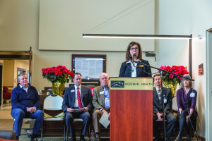 Julie Jackson, chair of the Bozeman Health Board of Trustees, addresses the crowd at the Bozeman Health Big Sky Medical Center's grand opening and  ribbon-cutting ceremony Dec. 9.