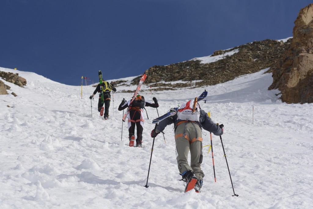 Nathan Olp (right) was one of five Big Sky Ski Patrollers who entered the race. He ended up snagging fourth place. PHOTO BY JOHN MEYER