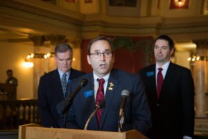 Majority House Leader Ron Ehli speaks before Gov. Steve Bullock’s State of the State Tuesday, Jan. 24. Ehli says the Republican party is looking for leadership on the budget and infrastructure projects from the governor. PHOTO BY FREDDY MONARES 