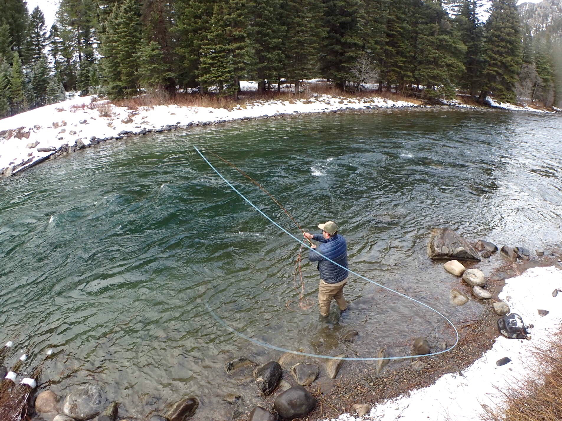 Why Spey Rods are More Effective in the Winter. Spey fishing Montana.