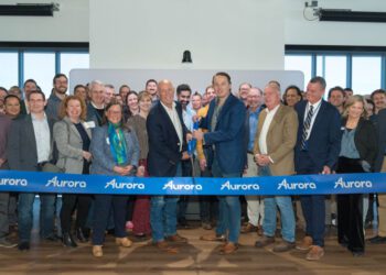 People gather for the ribbon cutting at the new Aurora facility at Montana State University's Innovation Campus on Dec. 12, 2024. PHOTO COURTESY OF AURORA.